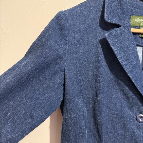Eddie Bauer Women's Denim Indigo Blazer 90s Y2K Single Breasted Pockets Medium - Picture 8 of 14